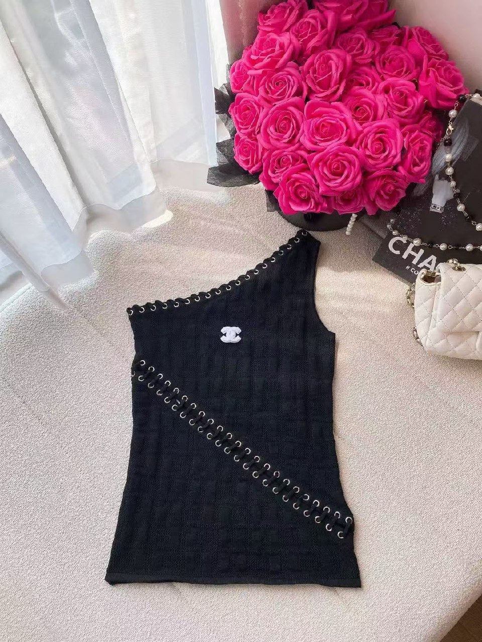 Chanel Dress Asymmetric Lace-Up - Black