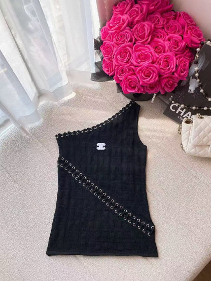 Chanel Dress Asymmetric Lace-Up - Black