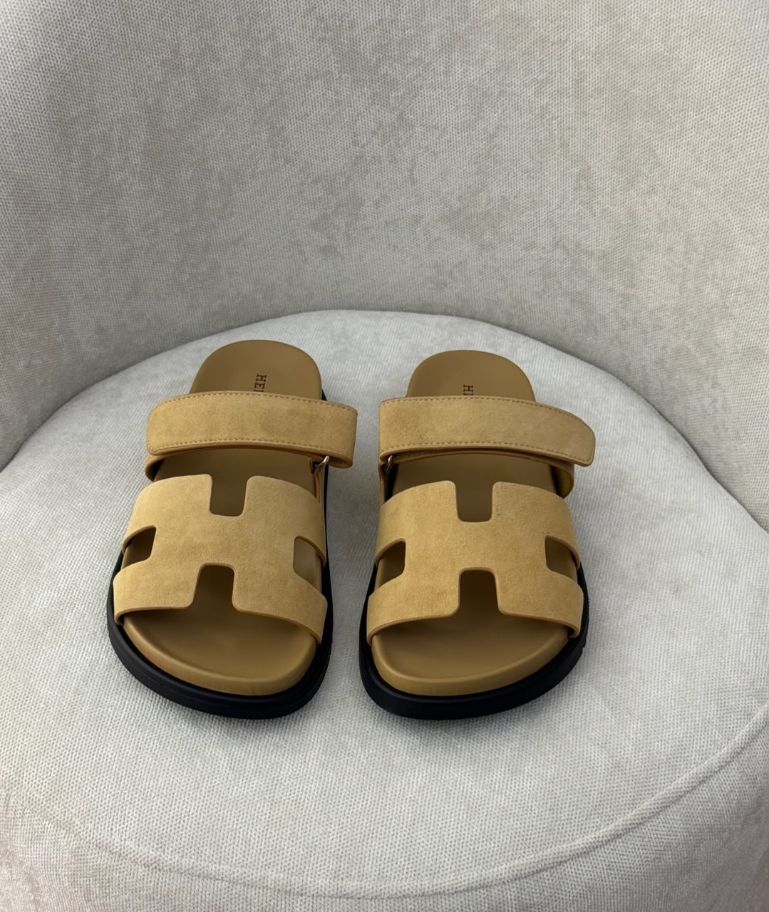 Hermes H-Strap Slippers - Beige