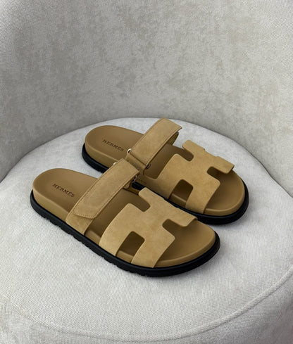 Hermes H-Strap Slippers - Beige