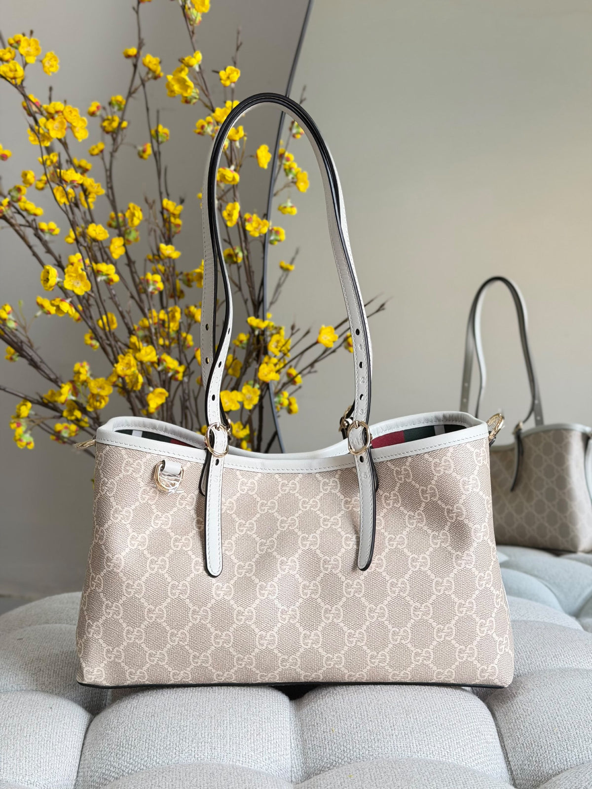 Gucci Tote Bag - White, Grey, Beige