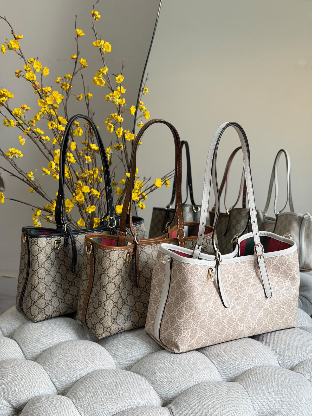 Gucci Tote Bag - White, Grey, Beige