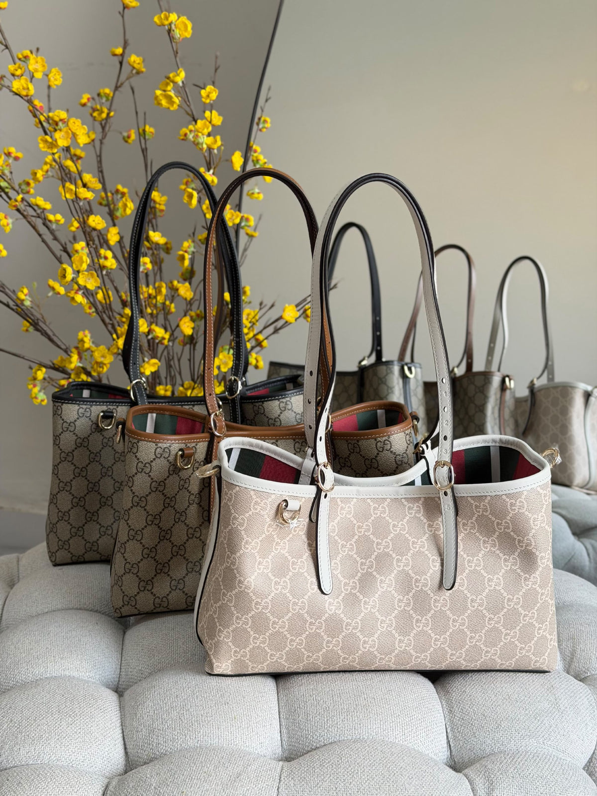 Gucci Tote Bag - White, Grey, Beige