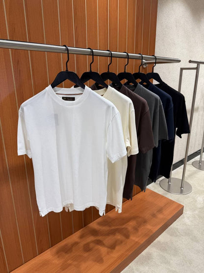 Loro Piana T-Shirt - White, Navy, Black, Brown, White Cream, Dark Grey