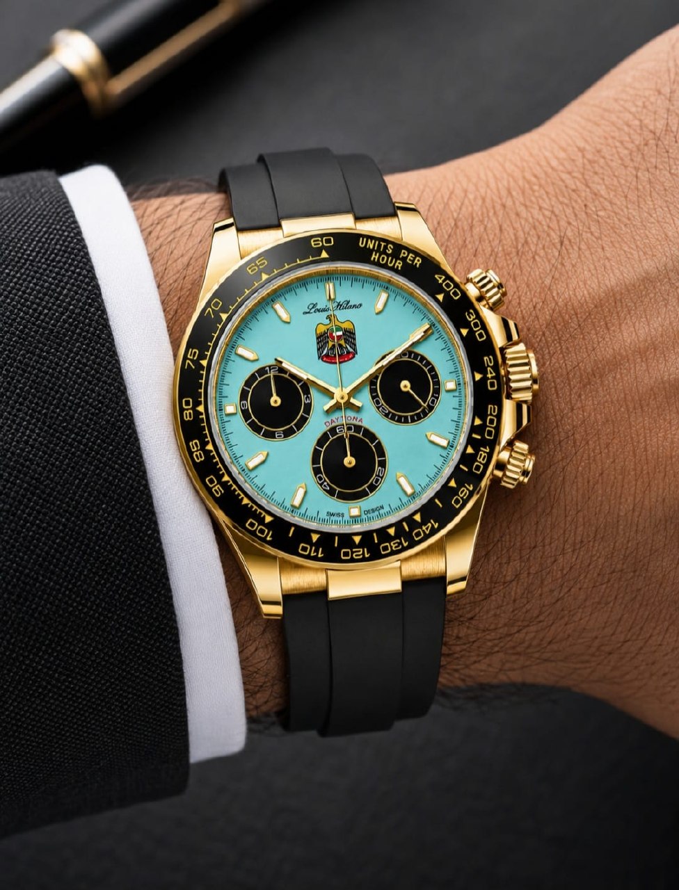 Louis Hilano Eagle Emblem Chronograph Watch - 