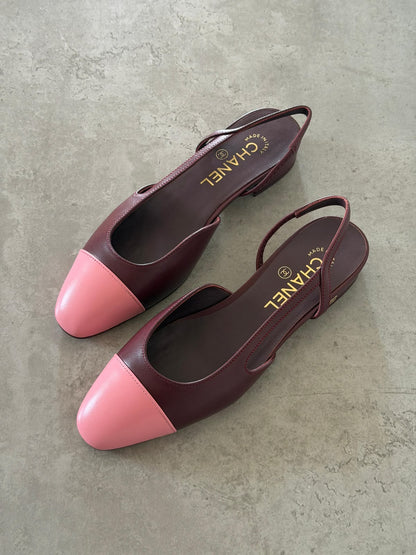 Chanel Slingback Mule - Burgundy & Pink