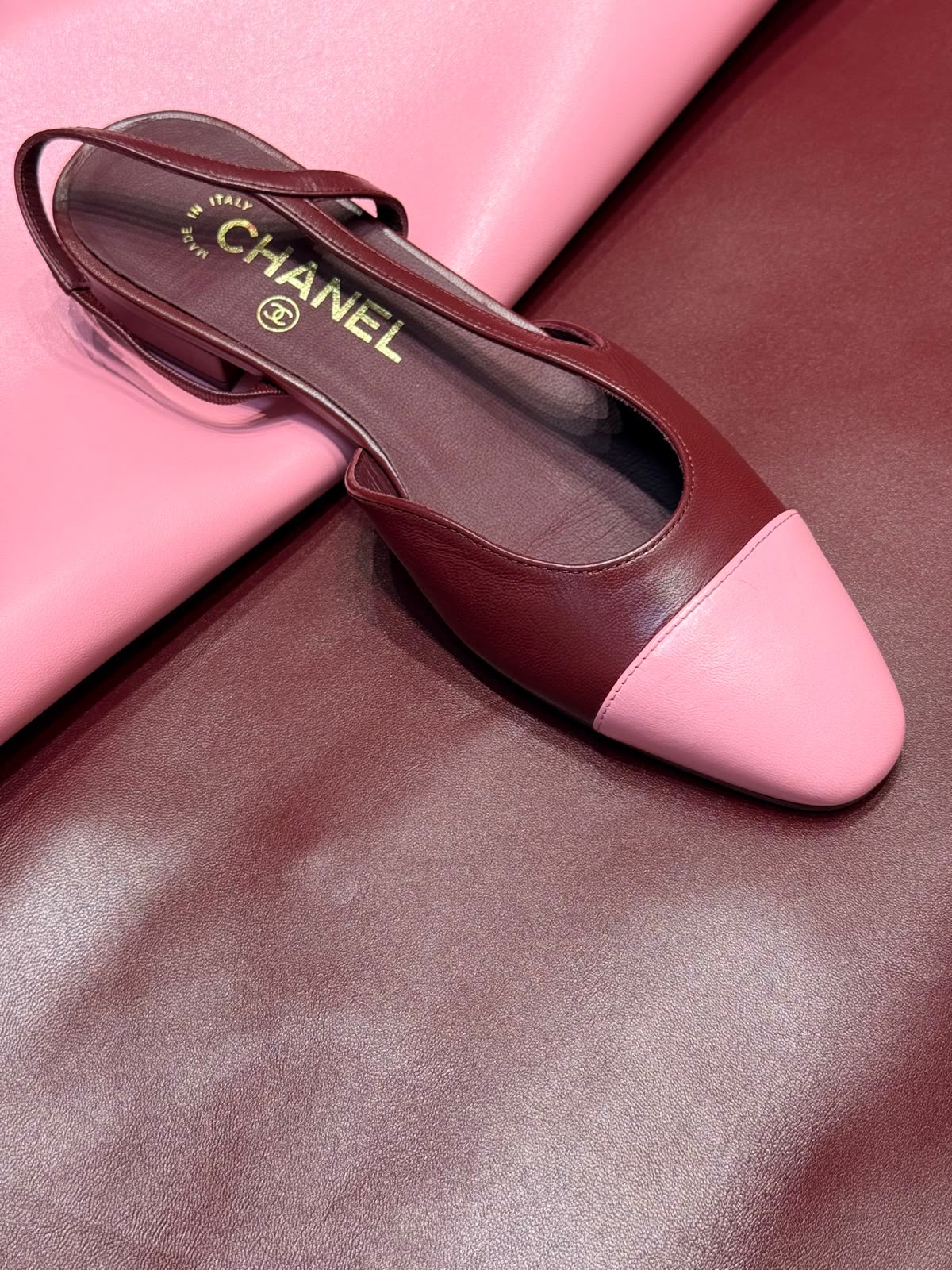 Chanel Slingback Mule - Burgundy & Pink