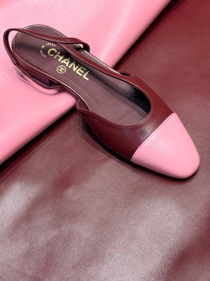 Chanel Slingback Mule - Burgundy & Pink