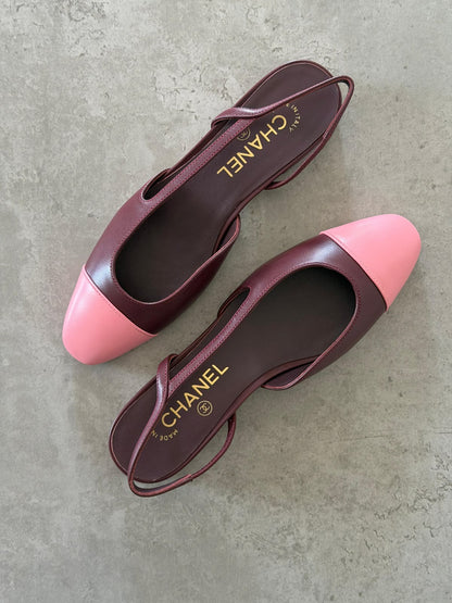 Chanel Slingback Mule - Burgundy & Pink