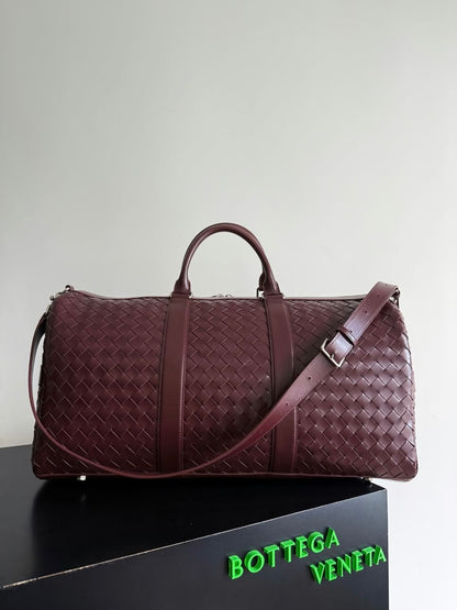 Bottega Veneta Woven Travel Bag - Burgundy