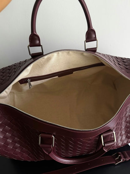 Bottega Veneta Woven Travel Bag - Burgundy