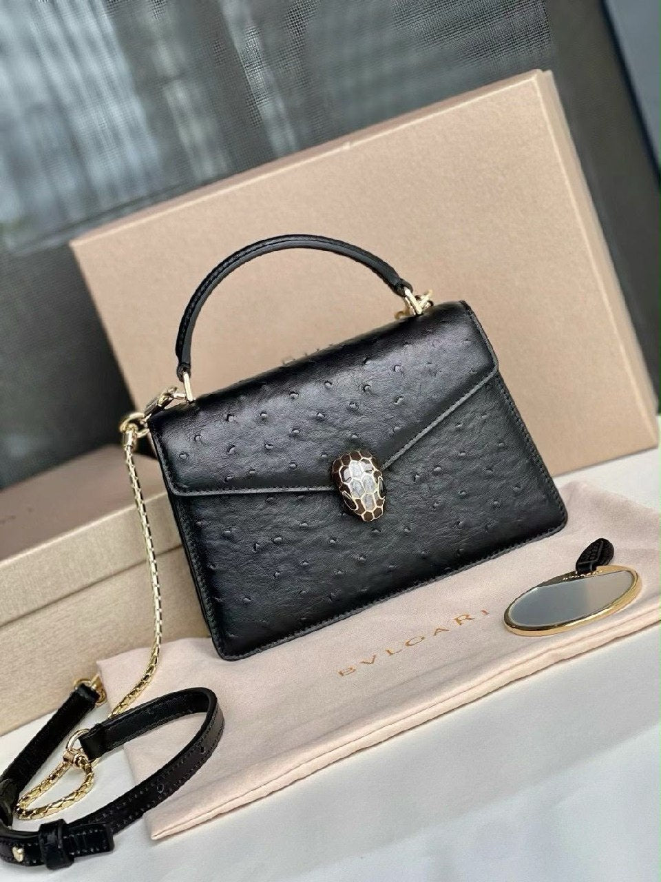 Bulgari Envelope Flap Handbag - Black