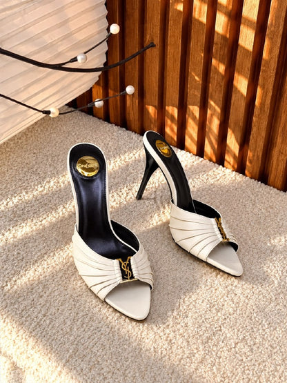 YSL Heels - White, Leopard