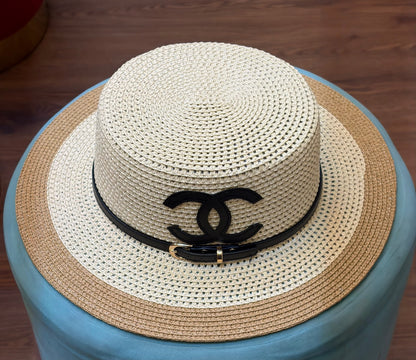 Chanel Wide-Brim Hat - Beige, White