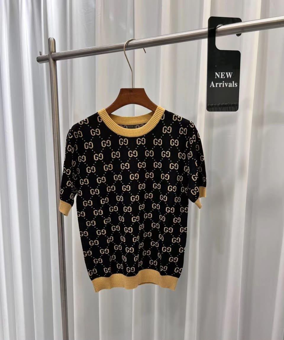 Gucci Spaced-Motif Knitted T-Shirt - Black