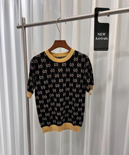 Gucci Spaced-Motif Knitted T-Shirt - Black