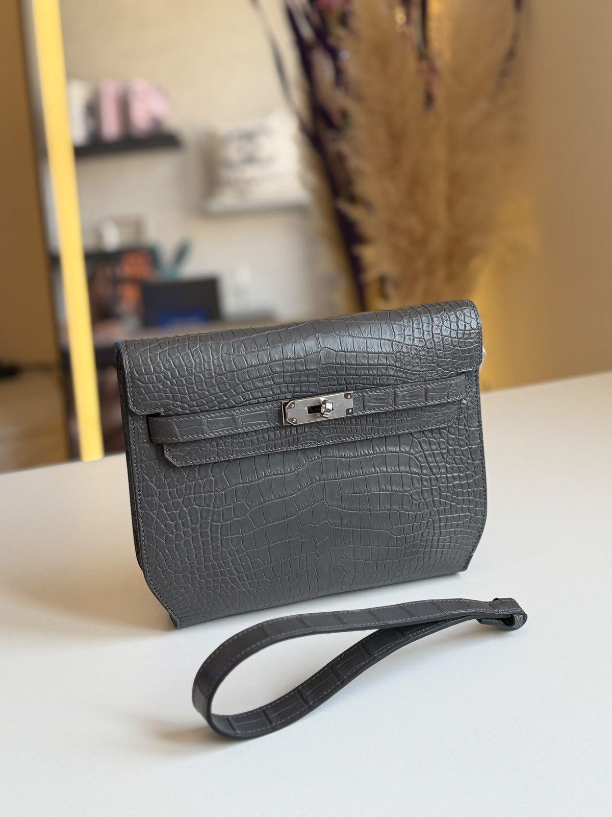 Hermès Clutch - Dark Grey Embossed