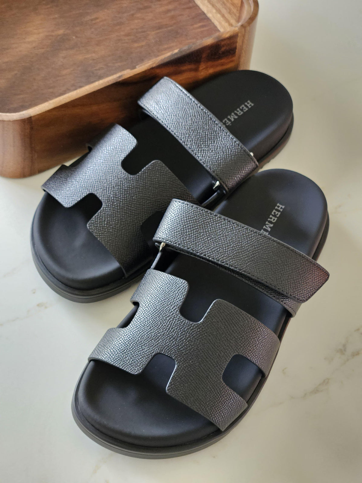 Hermes Slippers - Dark Grey