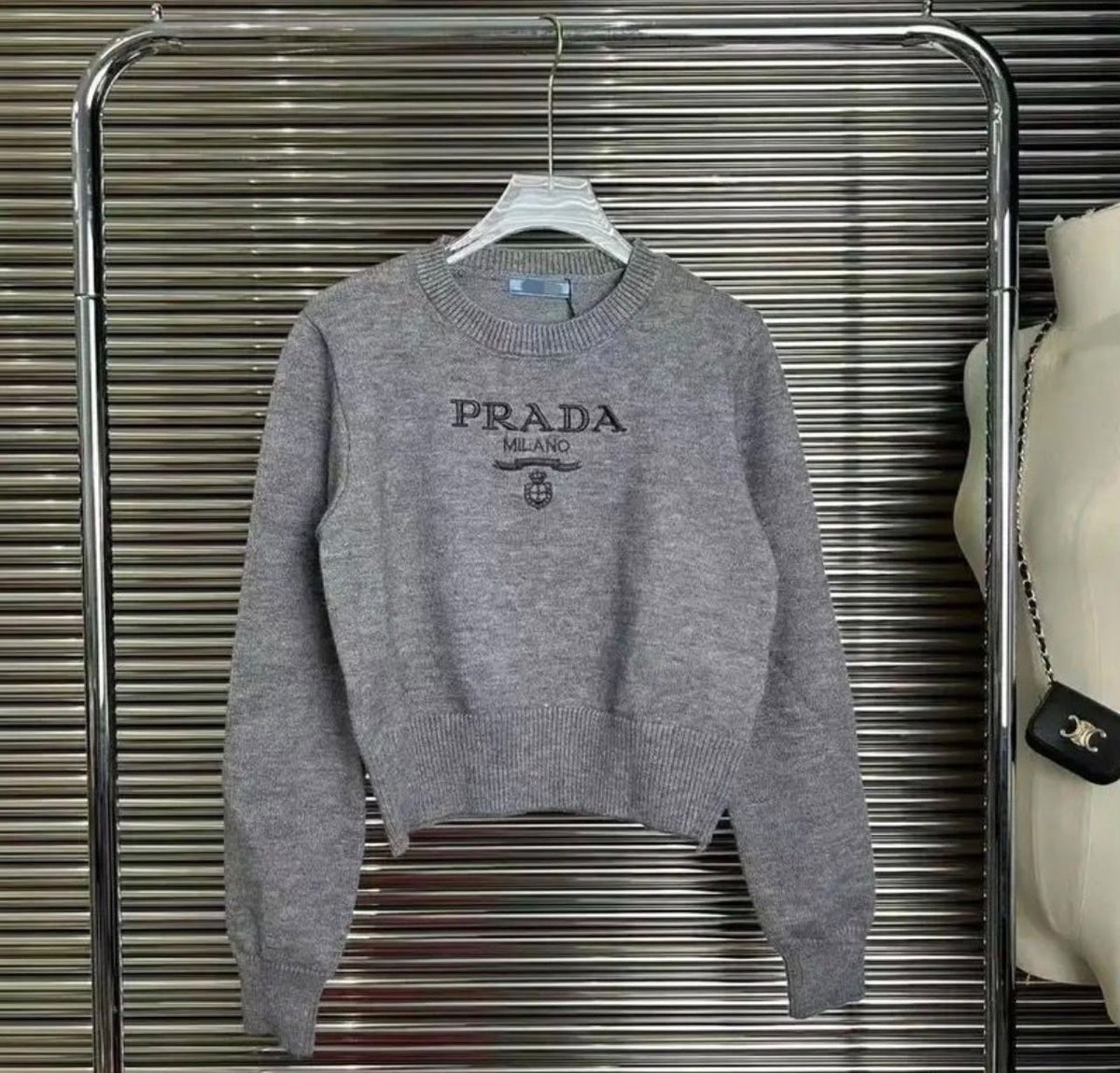 Prada Crest Sweater - Grey