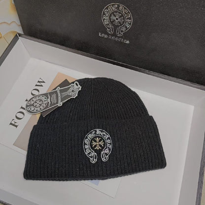 Chrome Hearts Beanie Horseshoe Logo - Black