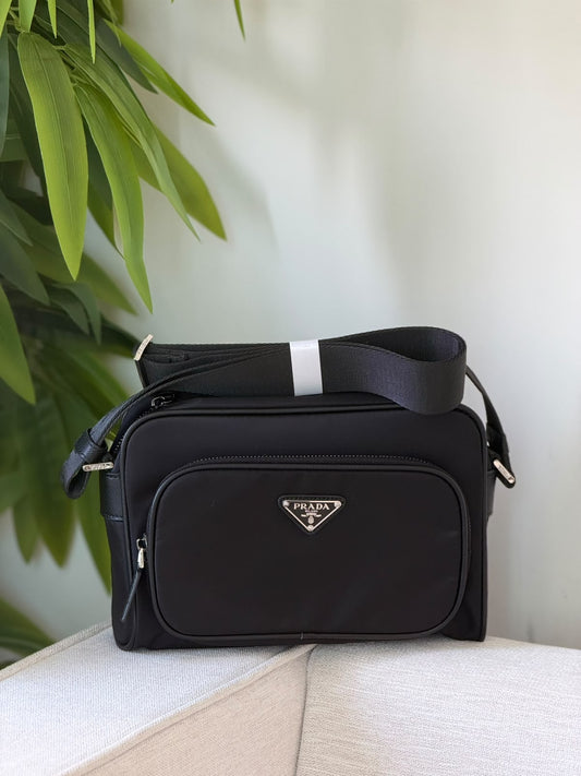 Prada Front-Pocket Crossbody Bag - Black