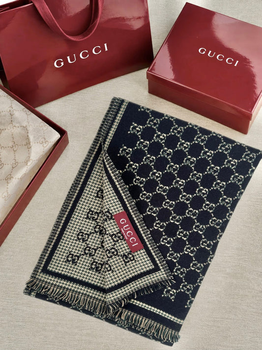 Gucci Border Panel Shawl - Navy Monogram