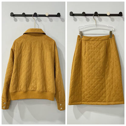 Chanel Quilted Jacket and Skirt Set - Yellow