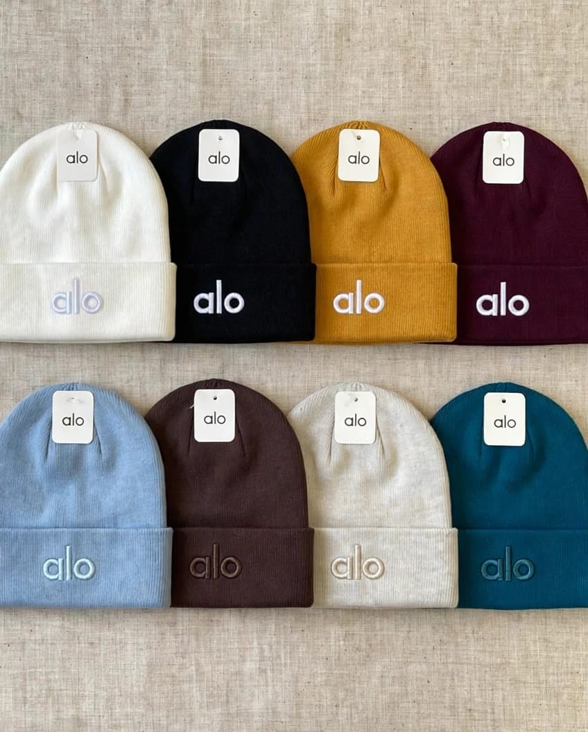 Alo Beanie - White, Light Blue, White Ribbed, Burgundy, Blue, Black, Yellow, Brown