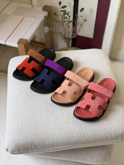 Hermès Slippers - Red, Beige, Brown, Red & Brown, Purple & Navy, Pink & Beige