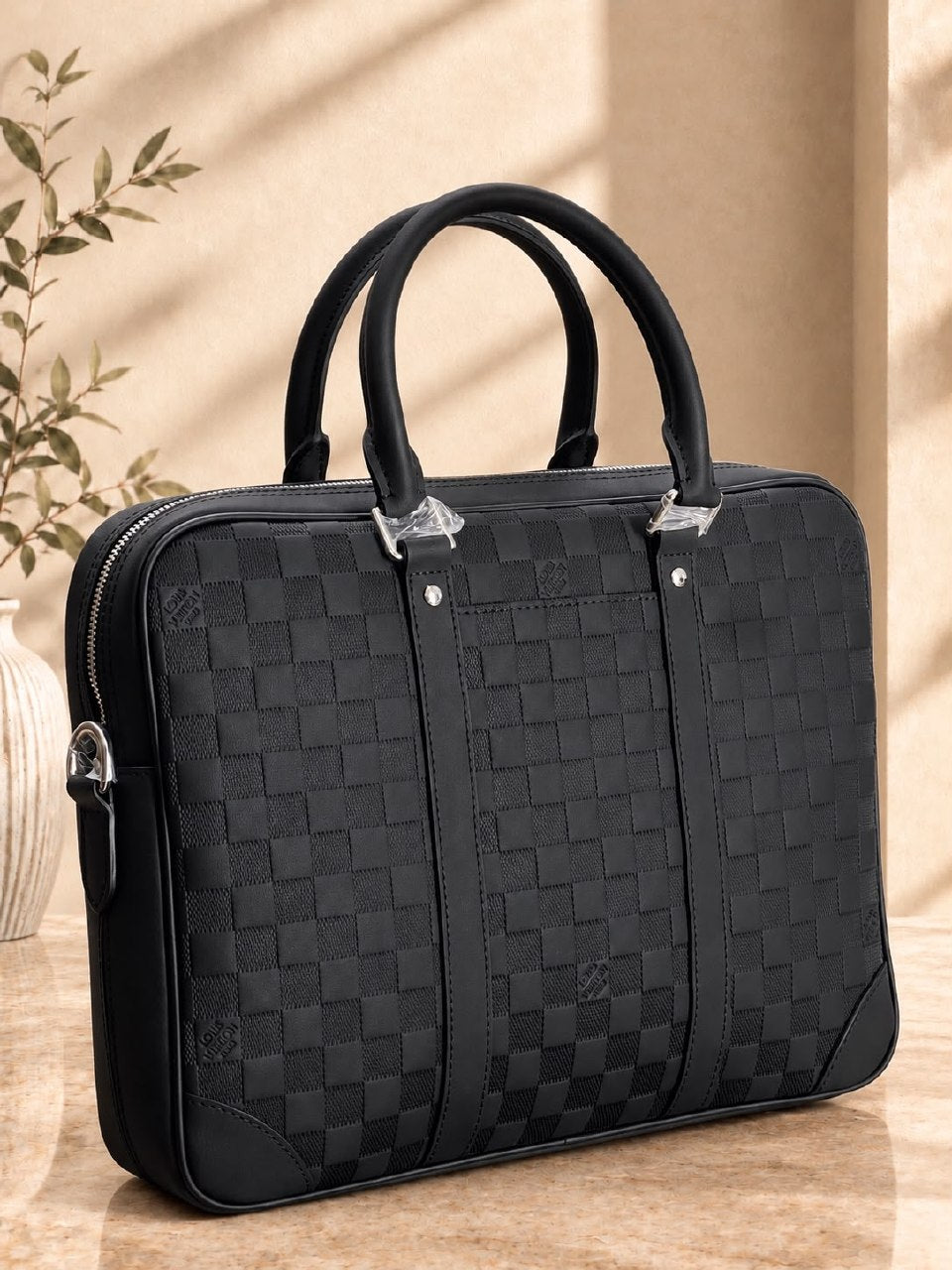 Louis Vuitton Banded Laptop Bag - Black Embossed