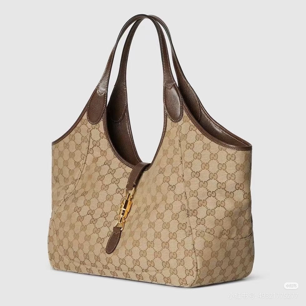 Gucci Zipper Detail GG Tote Bag - Beige Monogram