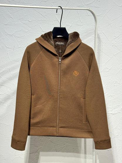 Loro Piana Hooded Jacket Raglan Zip - Brown