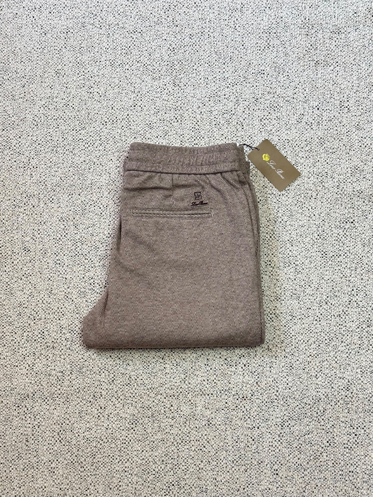 Loro Piana Herringbone Pants - Beige, Navy, Brown