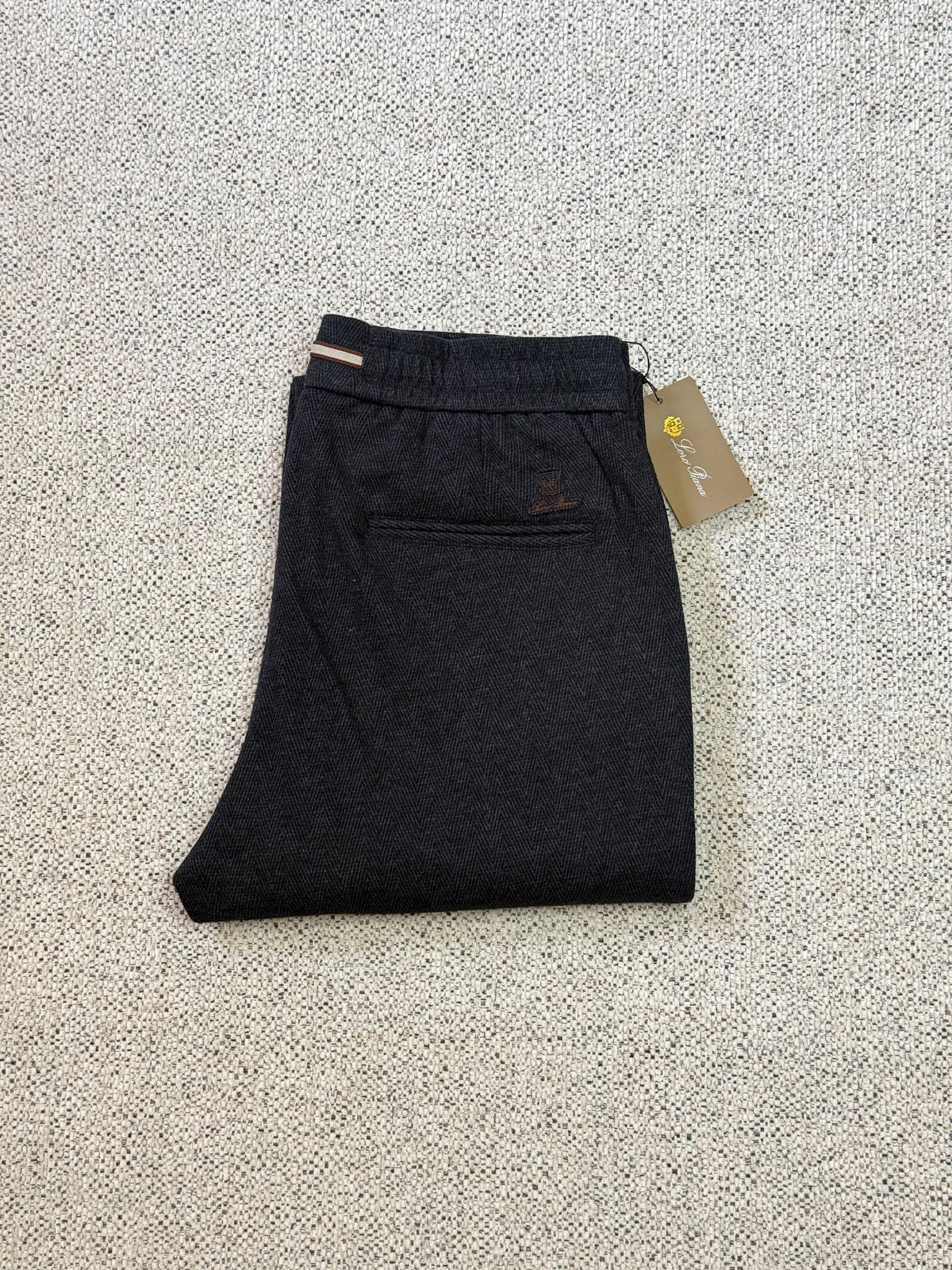 Loro Piana Herringbone Pants - Beige, Navy, Brown