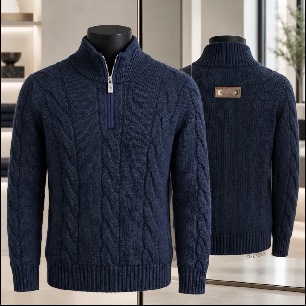 Loro Piana Cable-Panel Sweater - Beige, Navy, Dark Grey