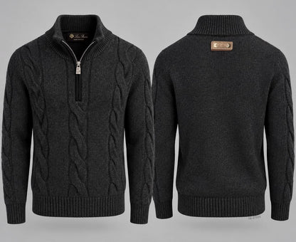 Loro Piana Cable-Panel Sweater - Beige, Navy, Dark Grey