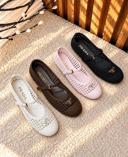 Prada Ballerina - White, Brown, Pink, Black