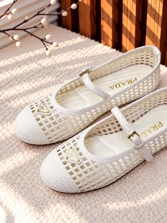Prada Ballerina - White, Brown, Pink, Black