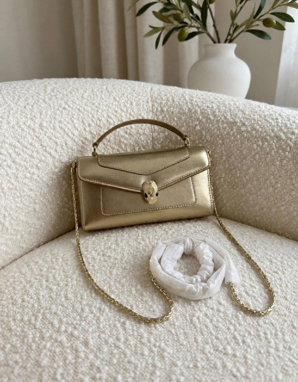 Bulgari Shoulder Bag - Gold Snake Print