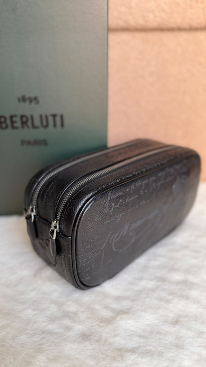 Berluti Double-Zip Clutch - Black Embossed