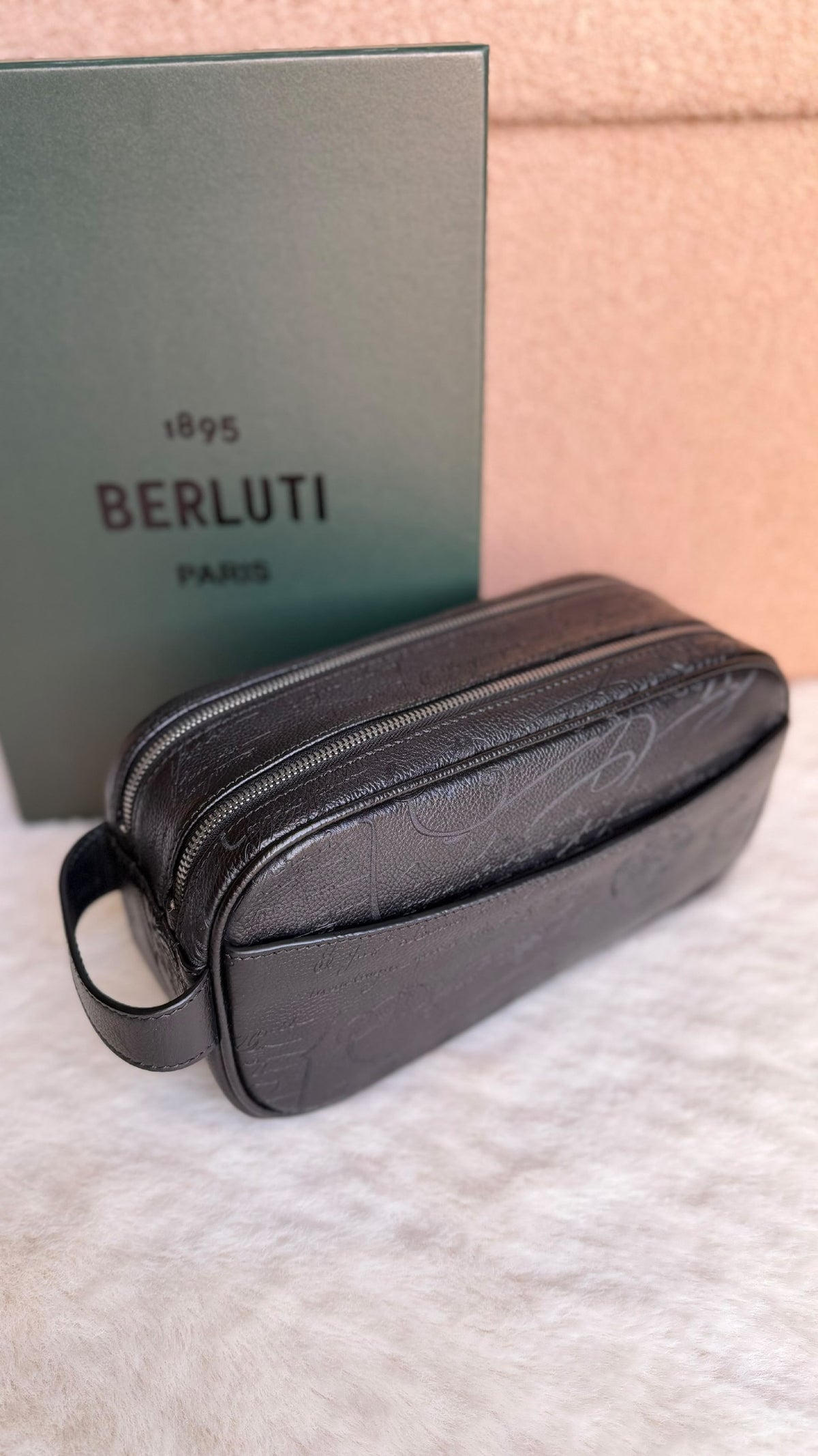 Berluti Double-Zip Clutch - Black Embossed