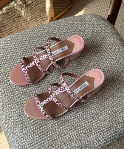 Aquazzura Crystal Strap Heels - Pink