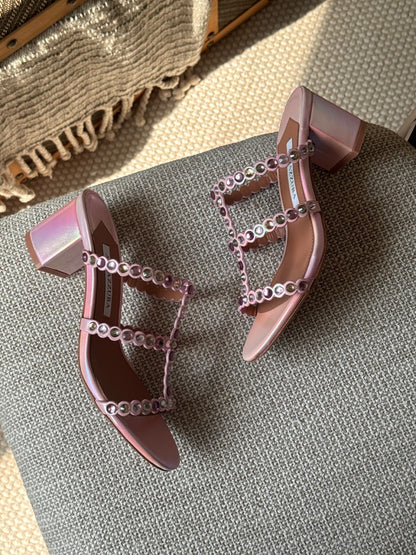 Aquazzura Crystal Strap Heels - Pink
