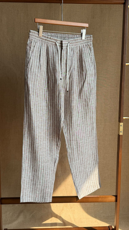 Loro Piana Striped Drawstring Pants - Brown, White, Green, Beige, Grey