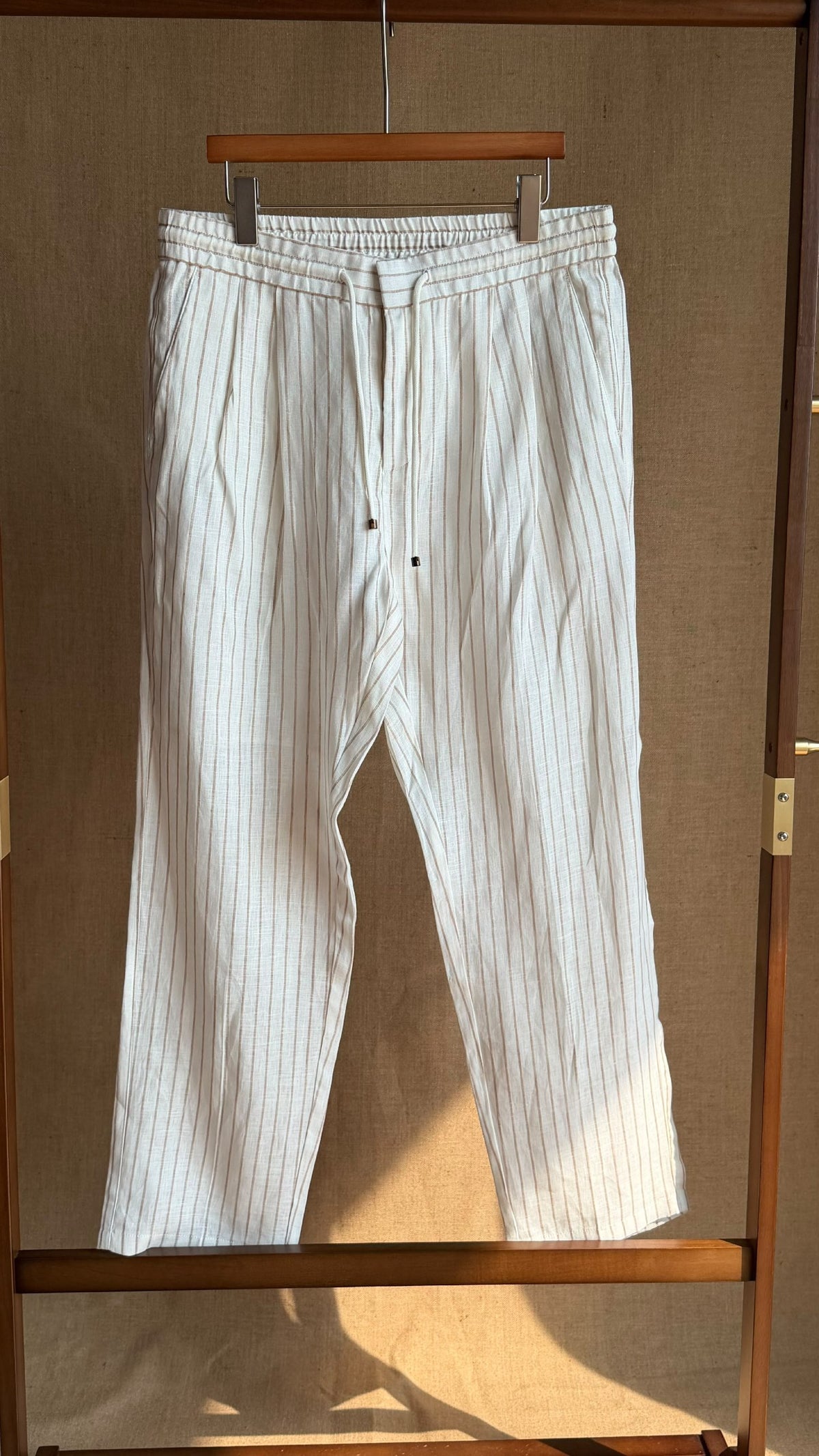 Loro Piana Striped Drawstring Pants - Brown, White, Green, Beige, Grey