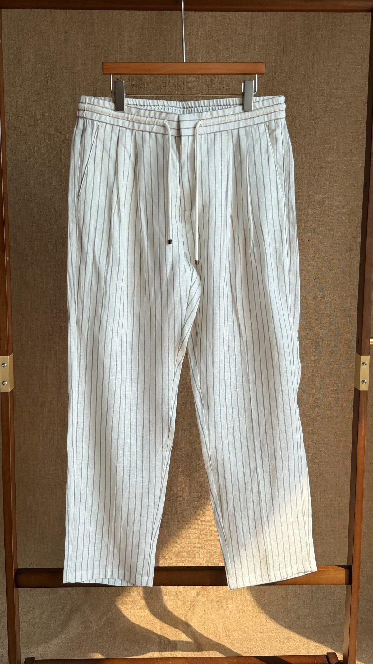 Loro Piana Striped Drawstring Pants - Brown, White, Green, Beige, Grey