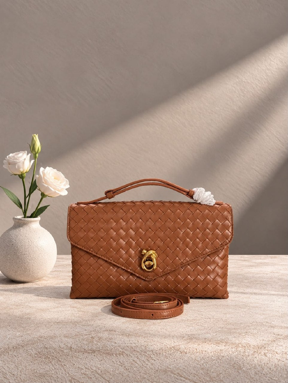 Bottega Veneta Envelope Flap Handbag - Brown