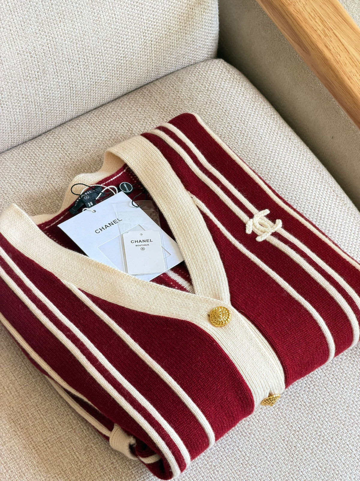 Chanel Cardigan - Red & Beige