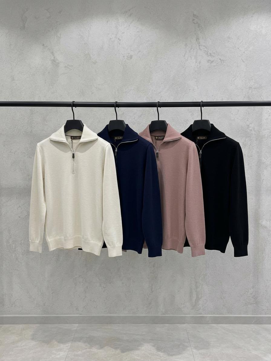 Loro Piana Polo Sweater - White, Navy, Pink, Black
