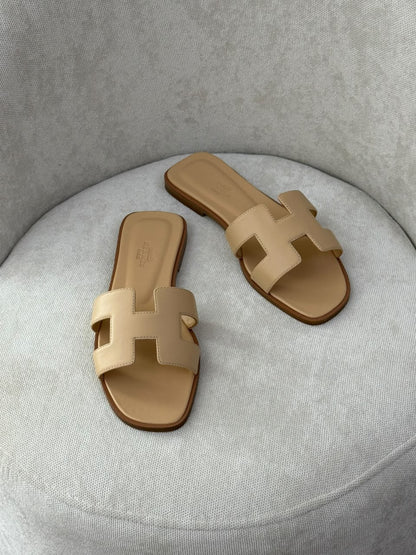 Hermes Slippers - Beige